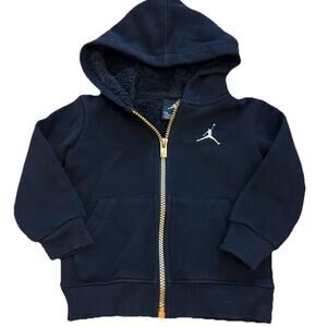 Nike Air Jordan Hoodie Zip Up Jacket Fleece Black Gold Toddlers 18 Month MINT
